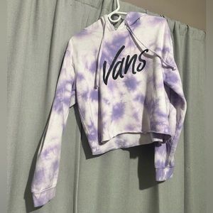VANS PURPLE SPLATTER WASH CROPPED HOODED SWEATSHIRT